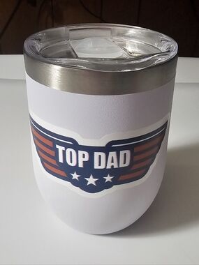 “Top Dad” 12oz Stainless Steel Tumbler | BPA-Free Lid | Slide Closure Brand New
